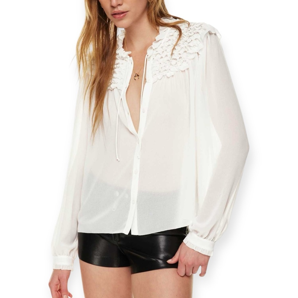 Wilfred Ivory Chiffon Victorian Blouse Size XS